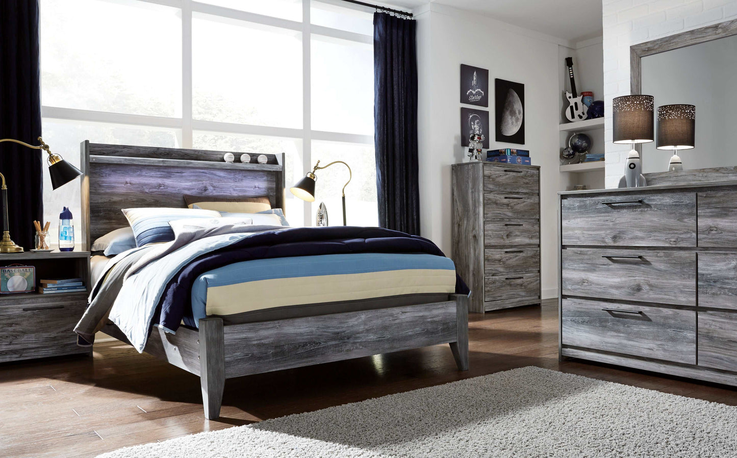 Baystorm Gray King Panel Bed