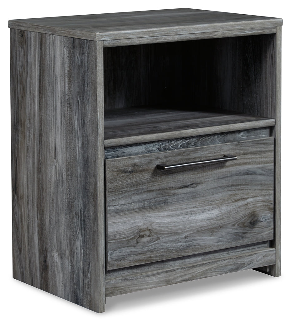 Baystorm Gray King Panel Bedroom Set with Dresser, Mirror, and Nightstand
