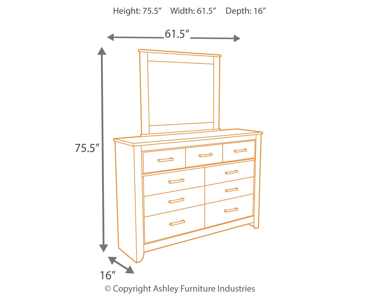 Zelen Full Panel Headboard, Dresser and Mirror