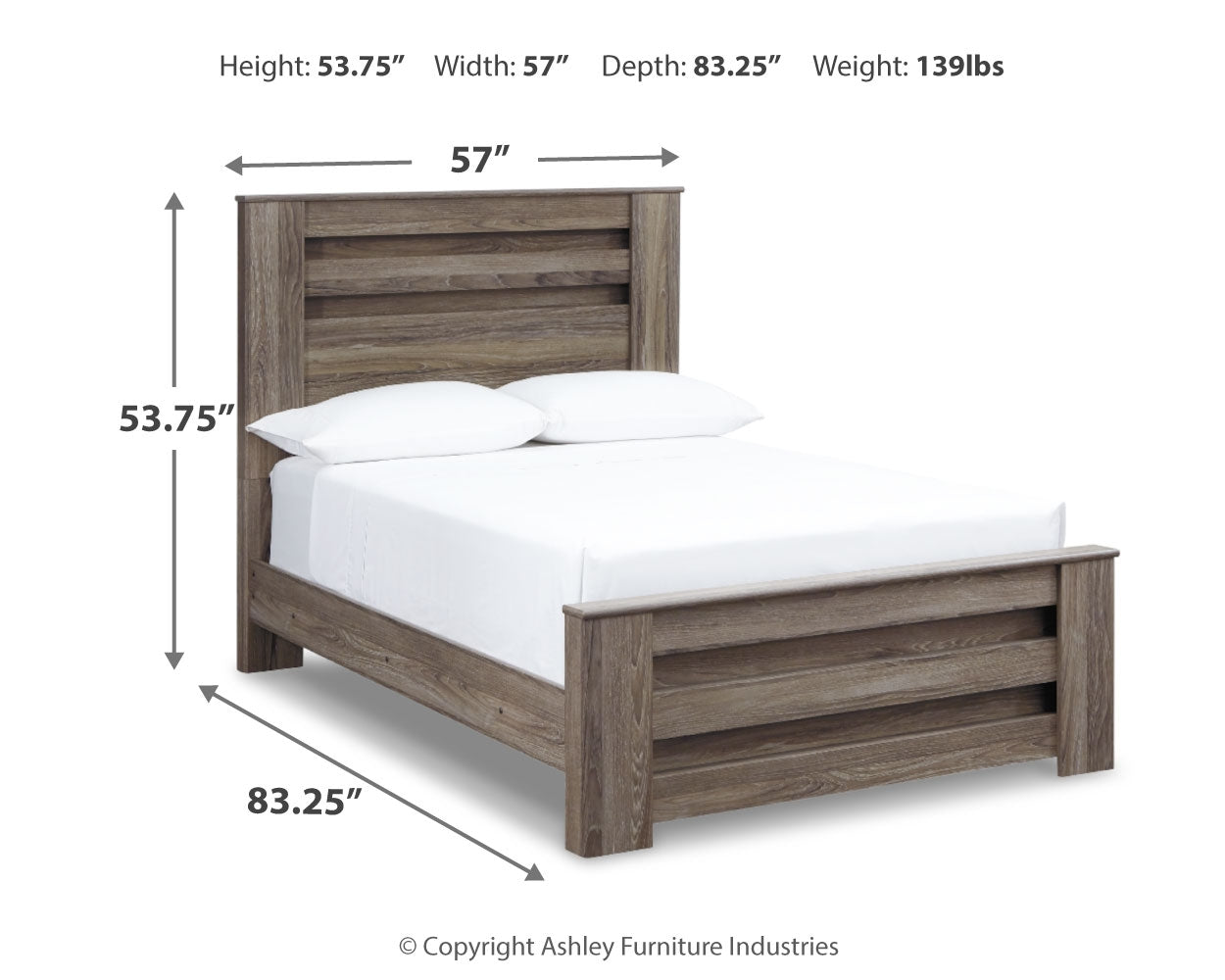 Zelen Gray Full Panel Bedroom Set with Dresser, Mirror, and Nightstand