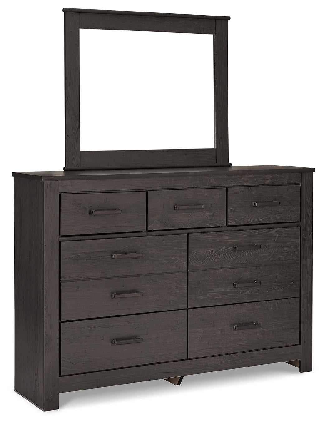 Brinxton Charcoal King Panel Bedroom Set with Dresser, Mirror and Nightstand