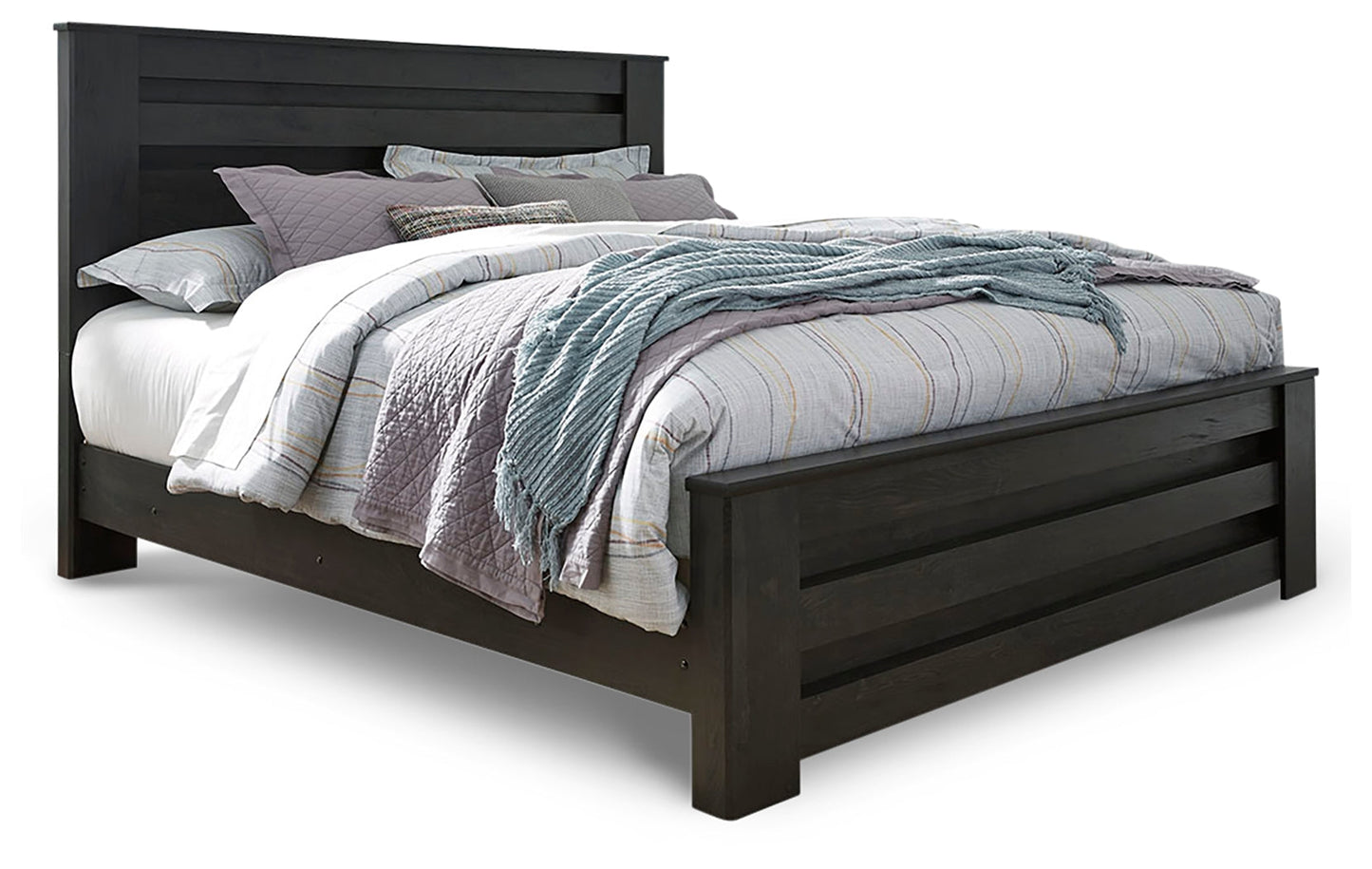 Brinxton Charcoal King Panel Bedroom Set with Dresser, Mirror and Nightstand