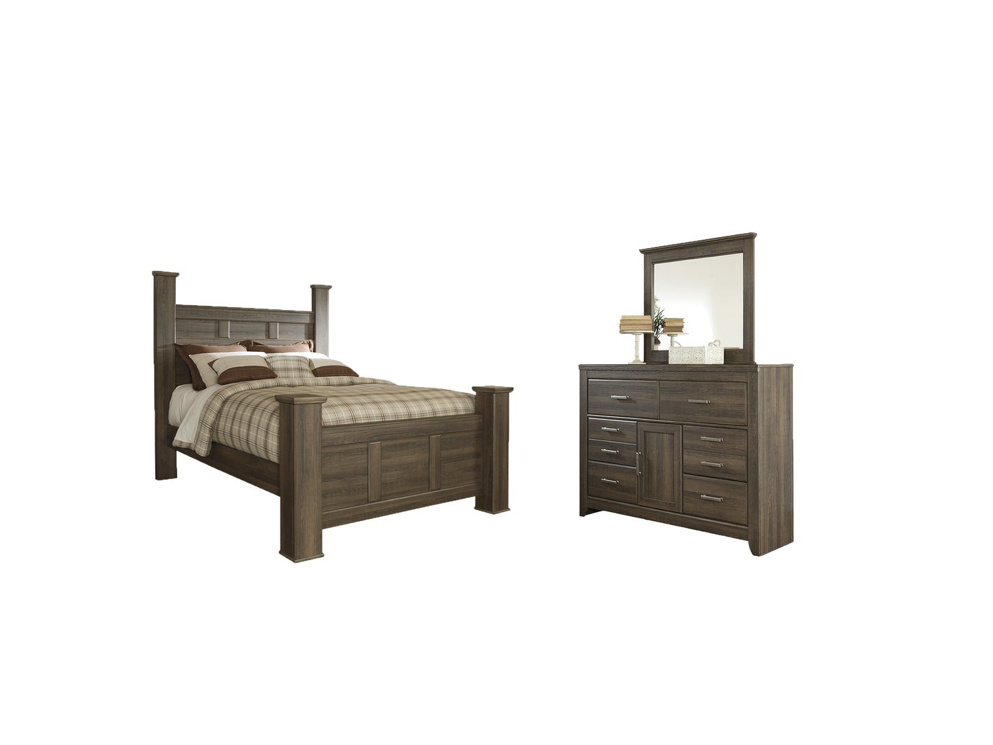 Juararo Queen Poster Bedroom Set with Dresser and Mirror