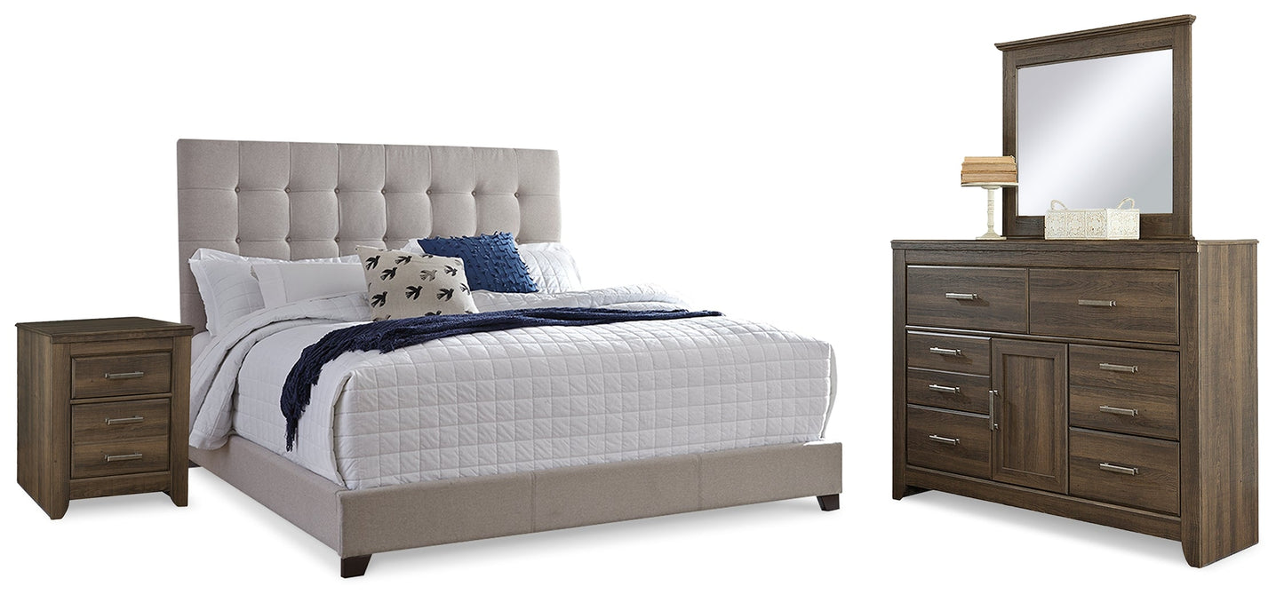 Dolante Multi Queen Upholstered Bedroom Set with Dresser, Mirror and Nightstand