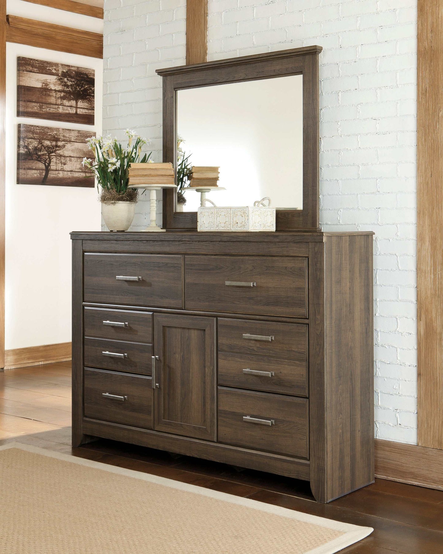 Juararo Dark Brown Dresser & Mirror