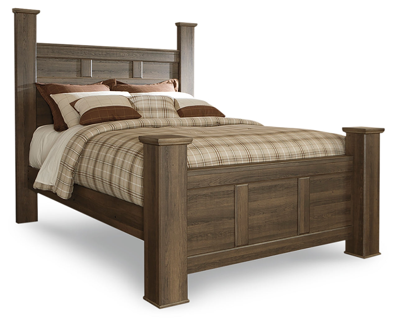 Juararo Brown Queen Poster Bedroom Set with 2 Chests