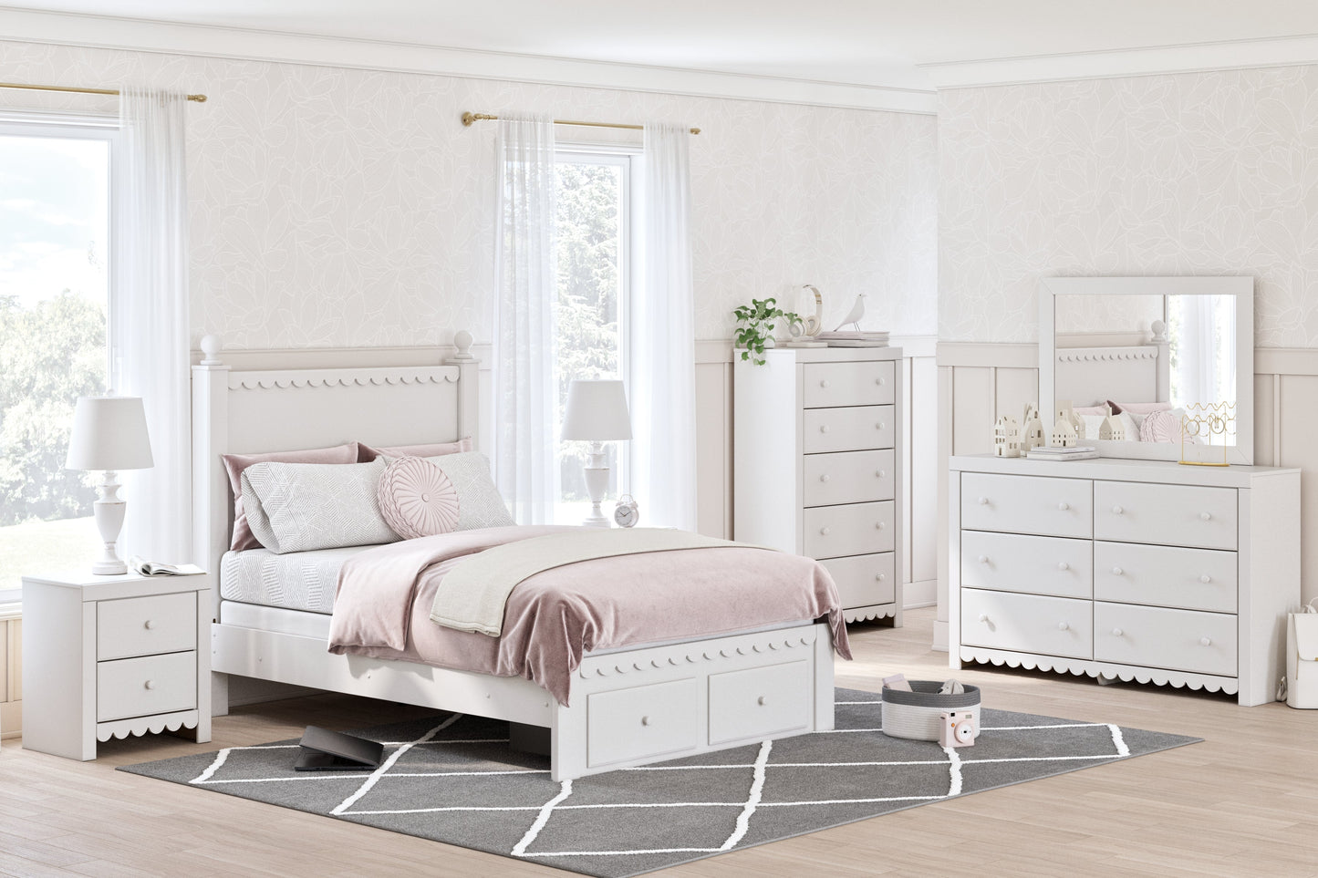 Mollviney White Bedroom Mirror