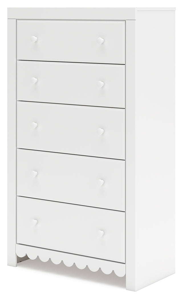Mollviney White Chest of Drawers