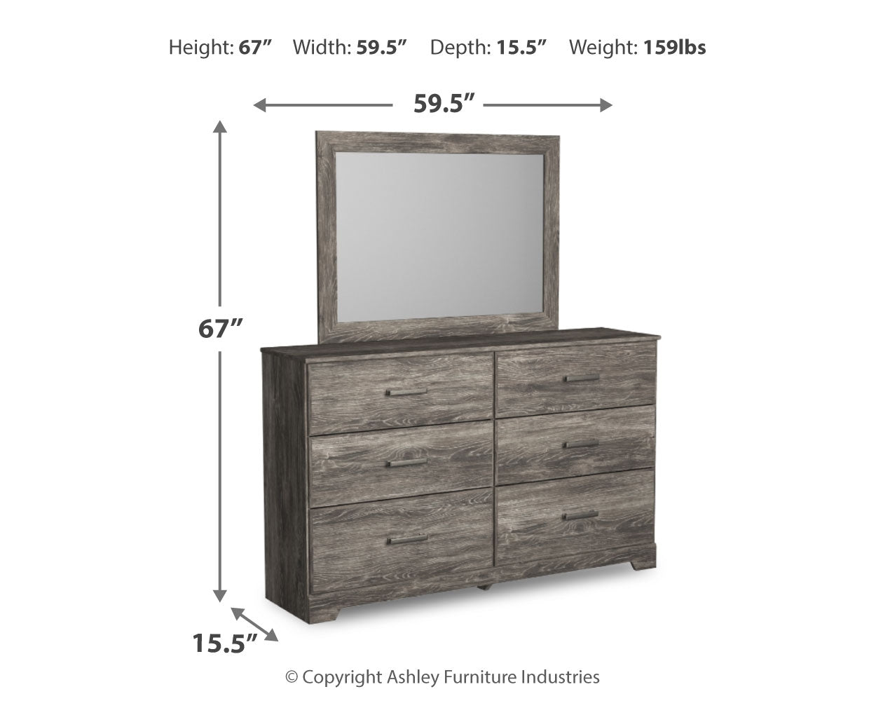 Ralinksi Twin Panel Bedroom Set with Dresser and Mirror