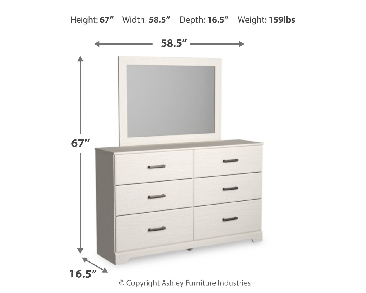 Stelsie Twin Panel Bedroom Set with Dresser and Mirror