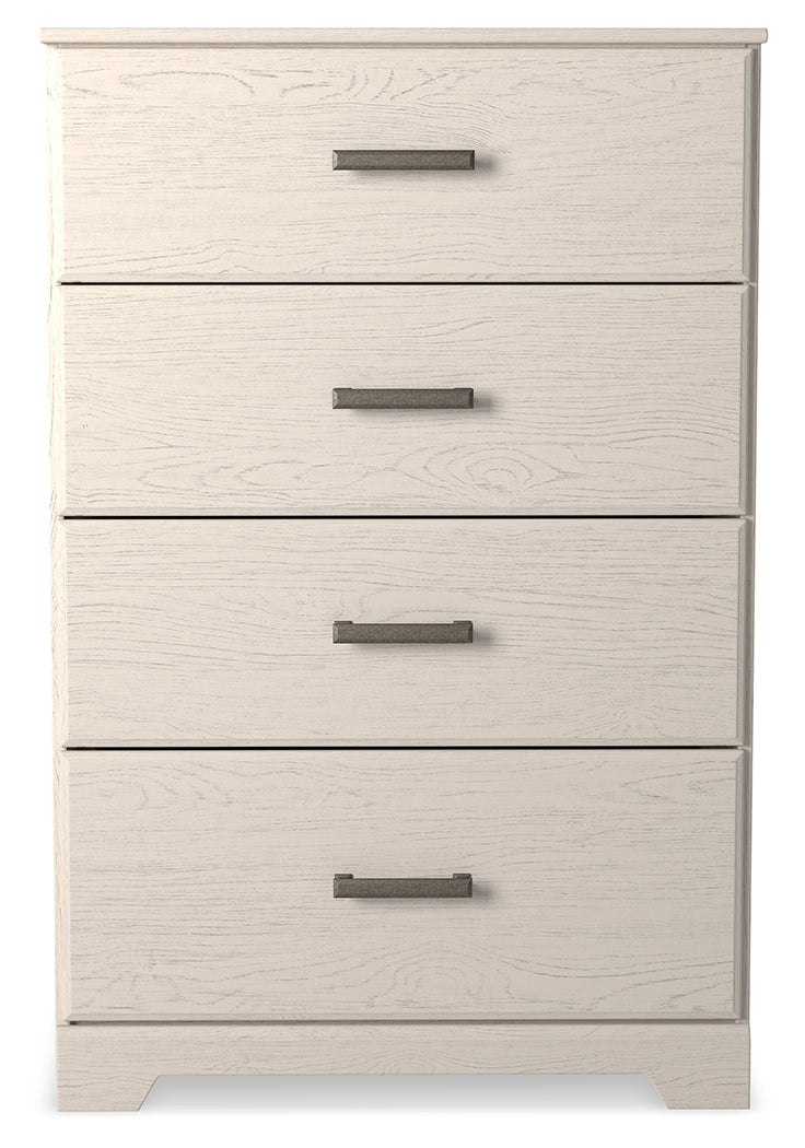 Stelsie White King Panel Bedroom Set with Chest and Nightstand