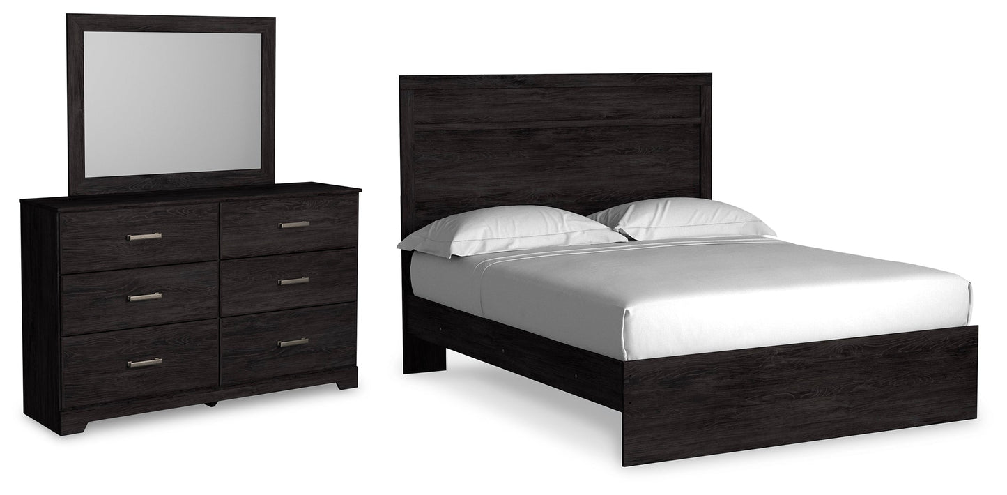 Belachime Charcoal Queen Panel Bedroom Set with Dresser and Mirror