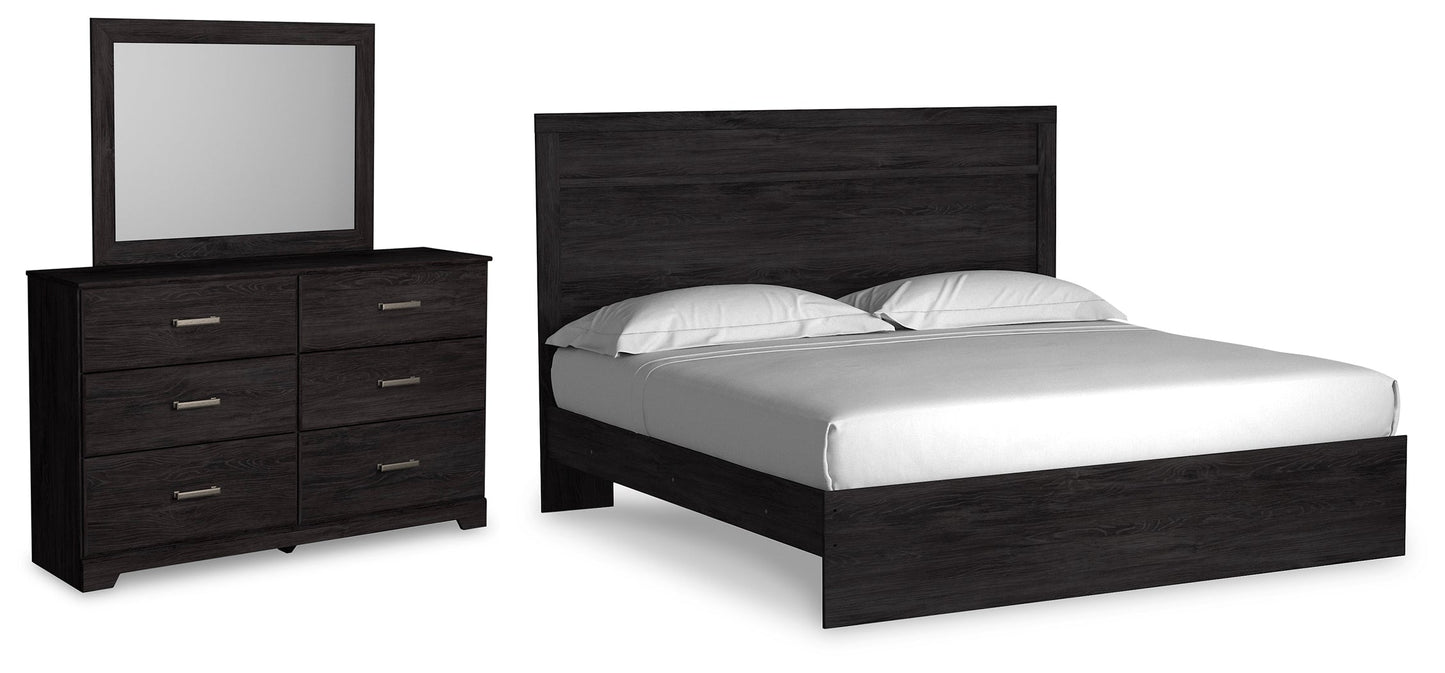 Belachime Charcoal King Panel Bedroom Set with Dresser and Mirror