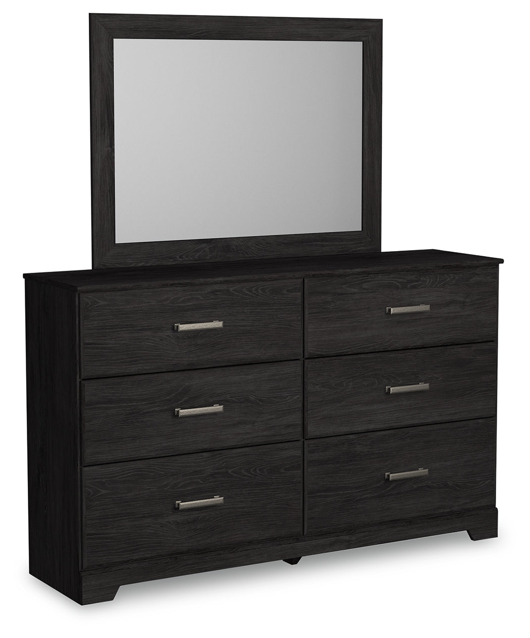 Belachime Charcoal Twin Panel Bedroom Set with Dresser and Mirror