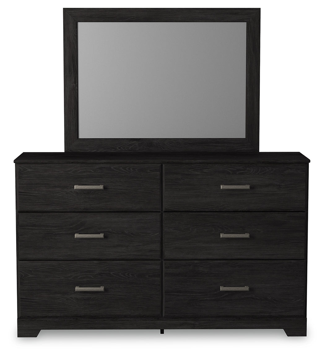 Belachime Charcoal Twin Panel Bedroom Set with Dresser and Mirror