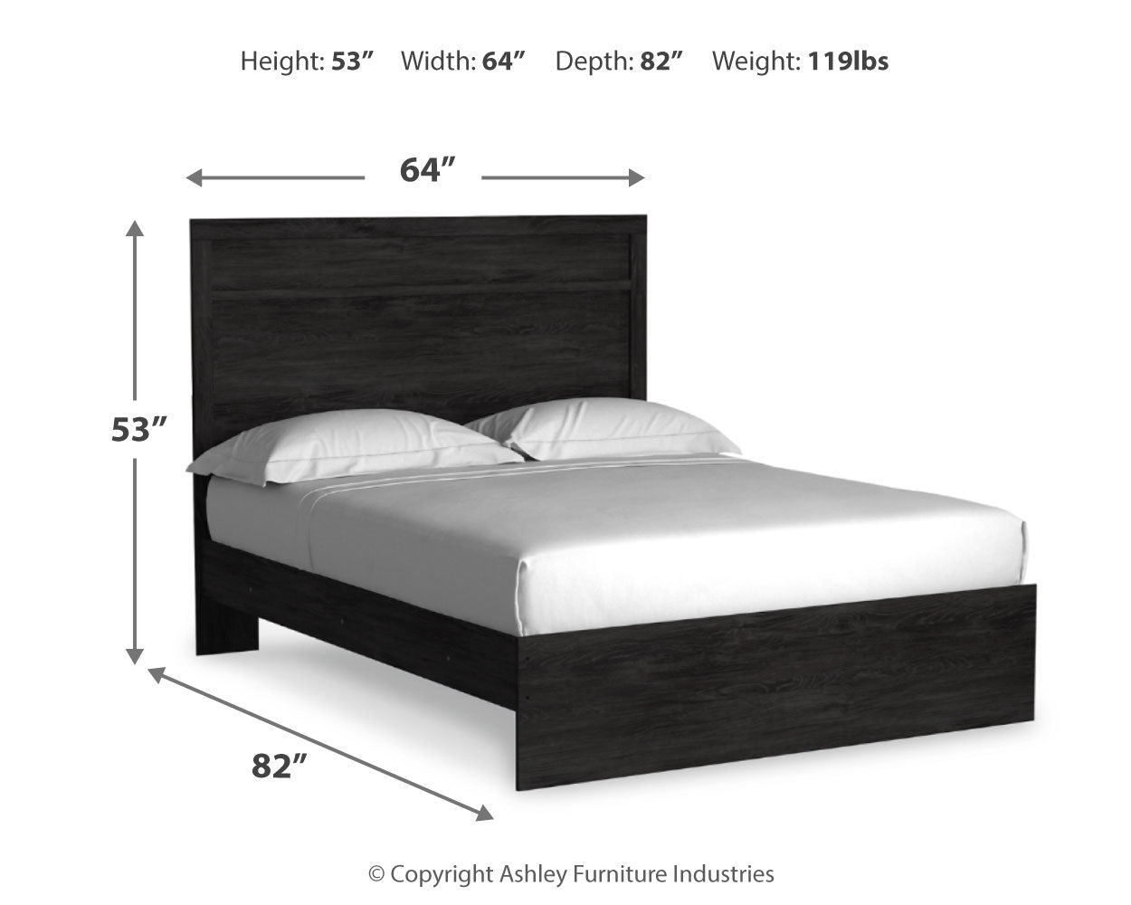 Belachime Charcoal Queen Panel Bedroom Set with Dresser and Mirror