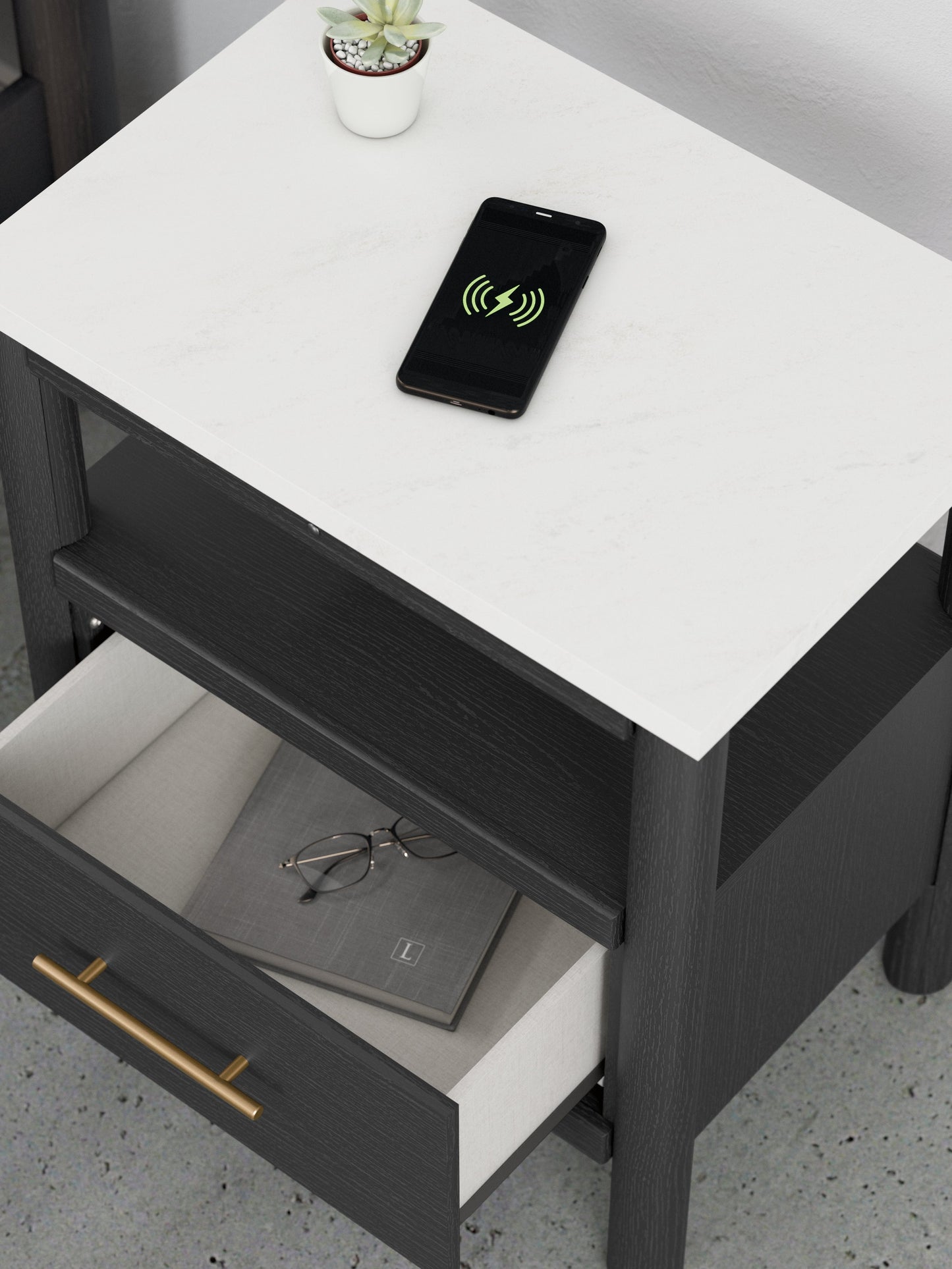 Cadmori Black/White Nightstand