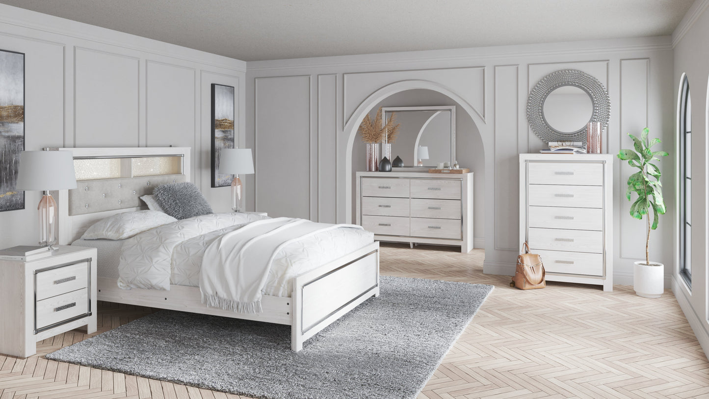 Altyra Queen Panel Bookcase Bedroom Set with Dresser and Mirror