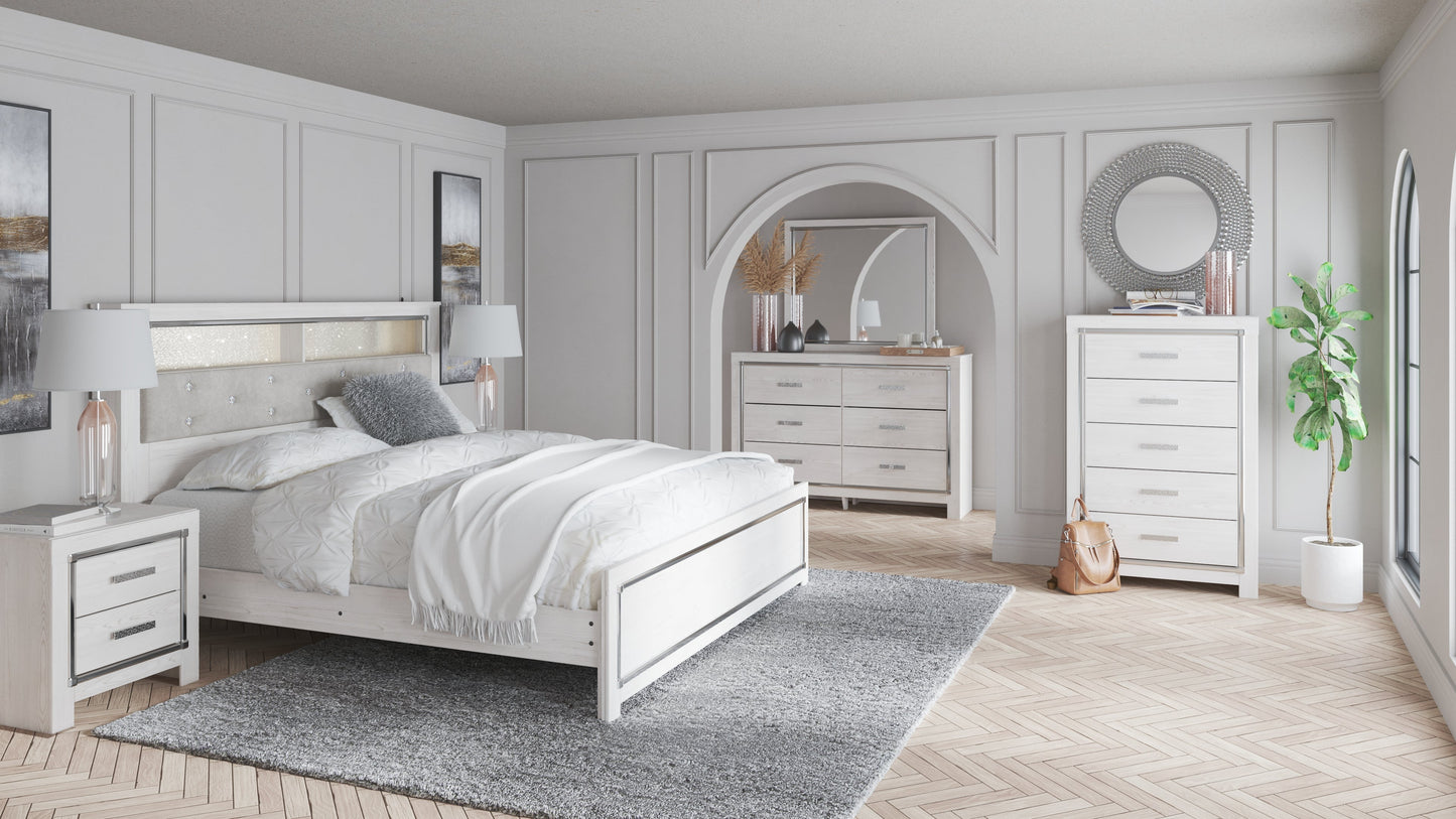 Altyra King Panel Bookcase Bedroom Set with Dresser and Mirror