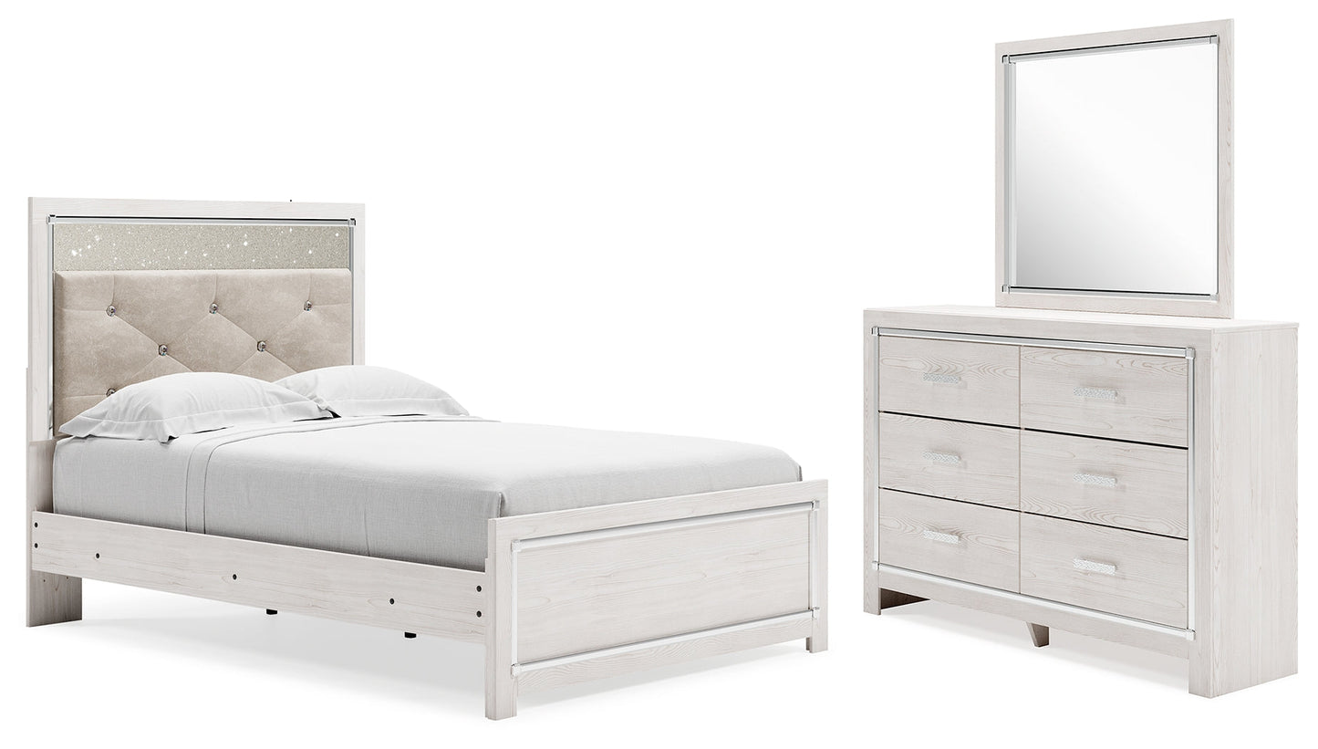 Altyra White Full Panel Bedroom Set with Dresser and Mirror