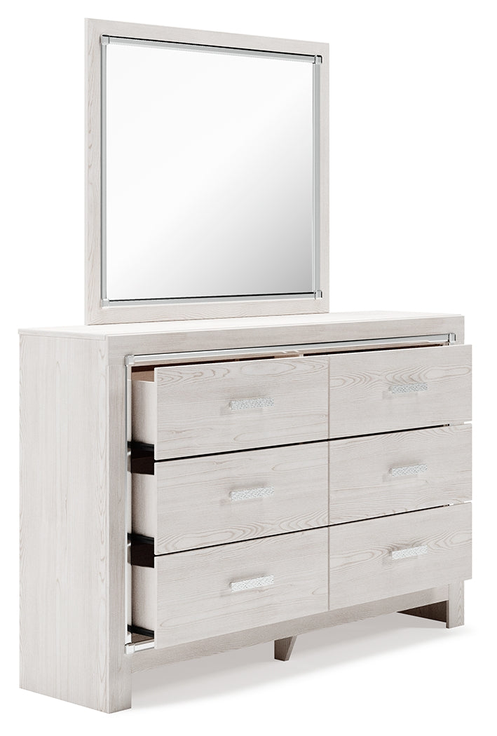 Altyra White Queen Storage Bedroom Set with Dresser, Mirror, Chest and Nightstand