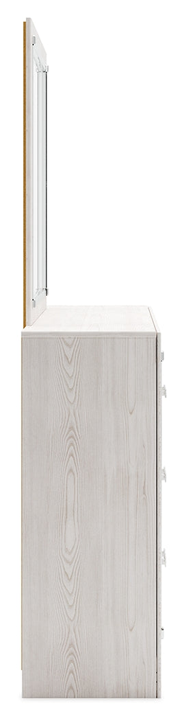 Altyra White Full Panel Bedroom Set with Dresser, Mirror and Nightstand