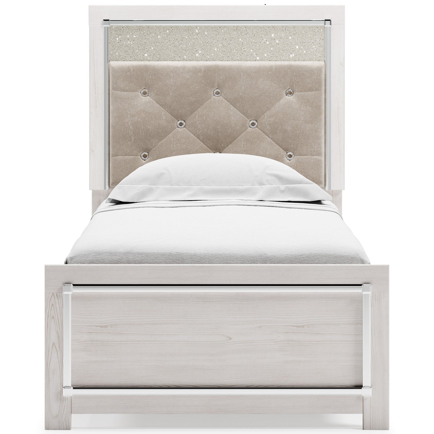 Altyra White Twin Upholstered Panel Headboard