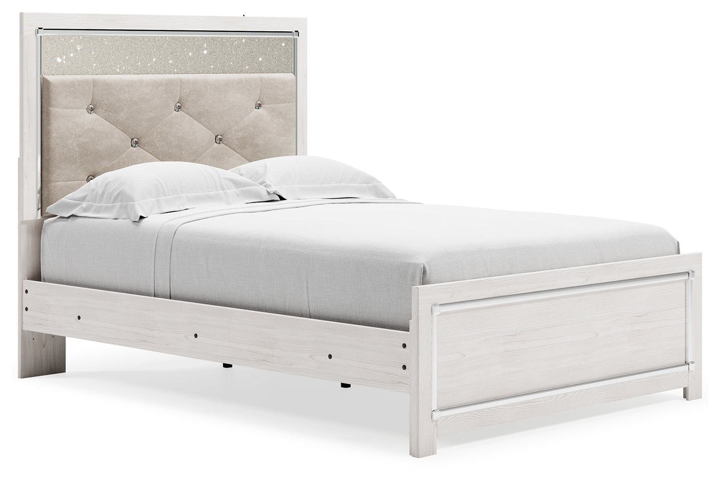 Altyra White Full Panel Bedroom Set with Dresser and Mirror