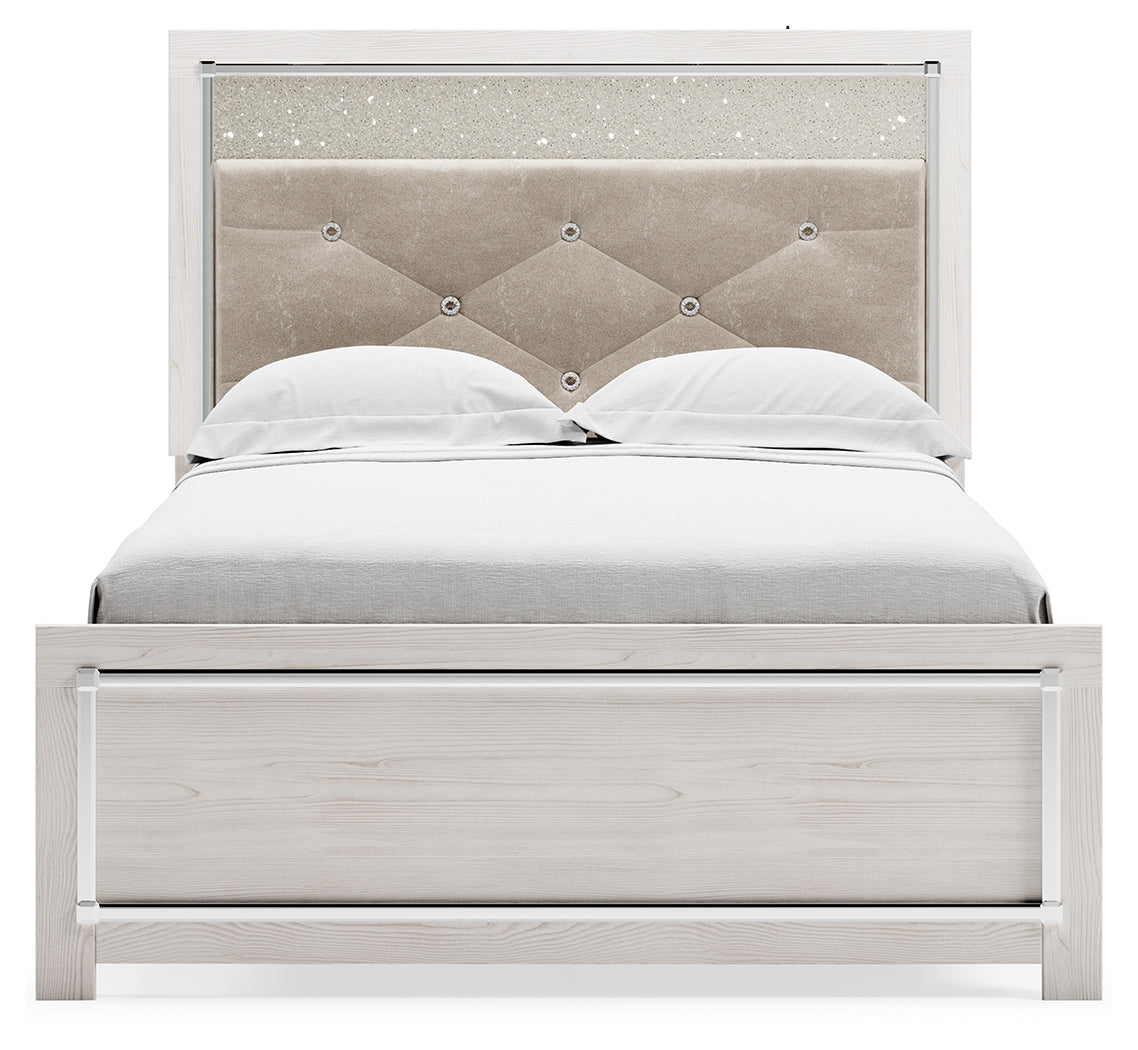 Altyra White Full Panel Bedroom Set with Dresser, Mirror and Nightstand