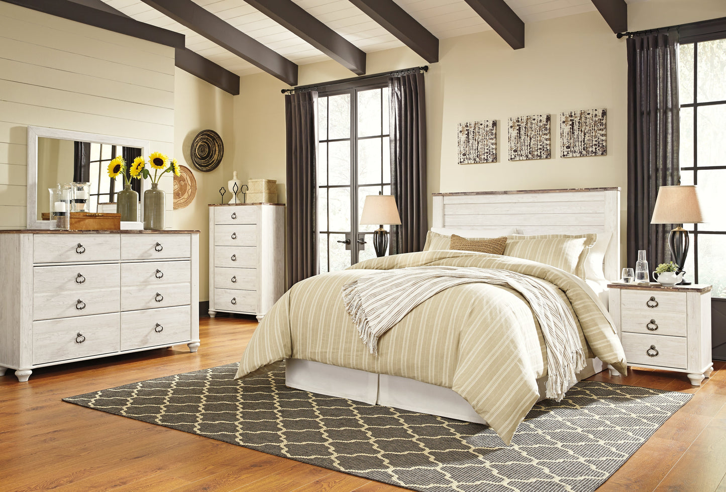 Willowton Whitewash Queen Panel Headboard