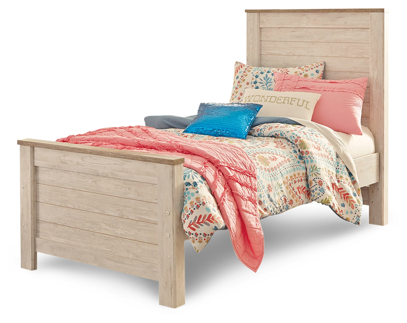 Willowton Whitewash Twin Panel Bedroom Set with Dresser