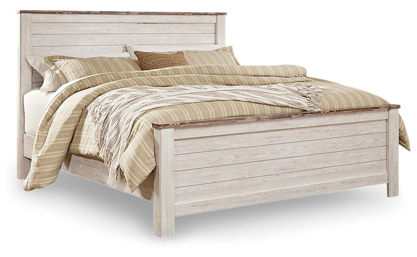 Willowton Whitewash King Panel Bed