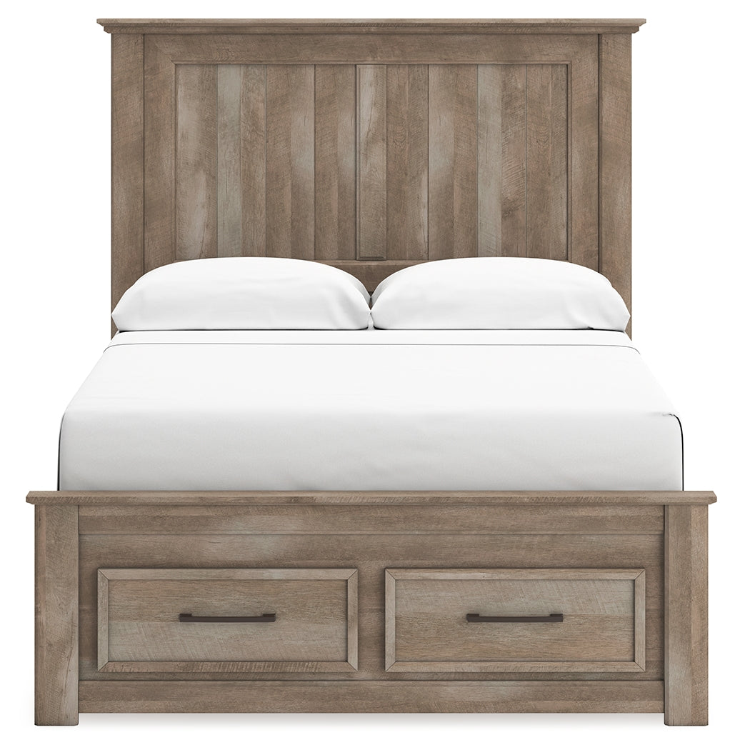 Yarbeck Sand Queen Panel Bed with Storage