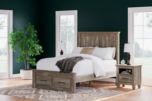 Yarbeck Sand Queen Panel Bed with Storage