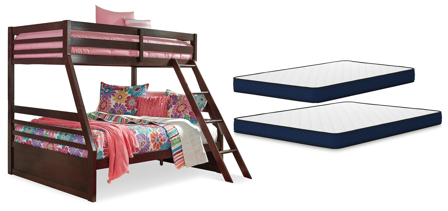 Halanton Brown Twin over Full Bunk Bedroom Set with Twin and Full Mattresses