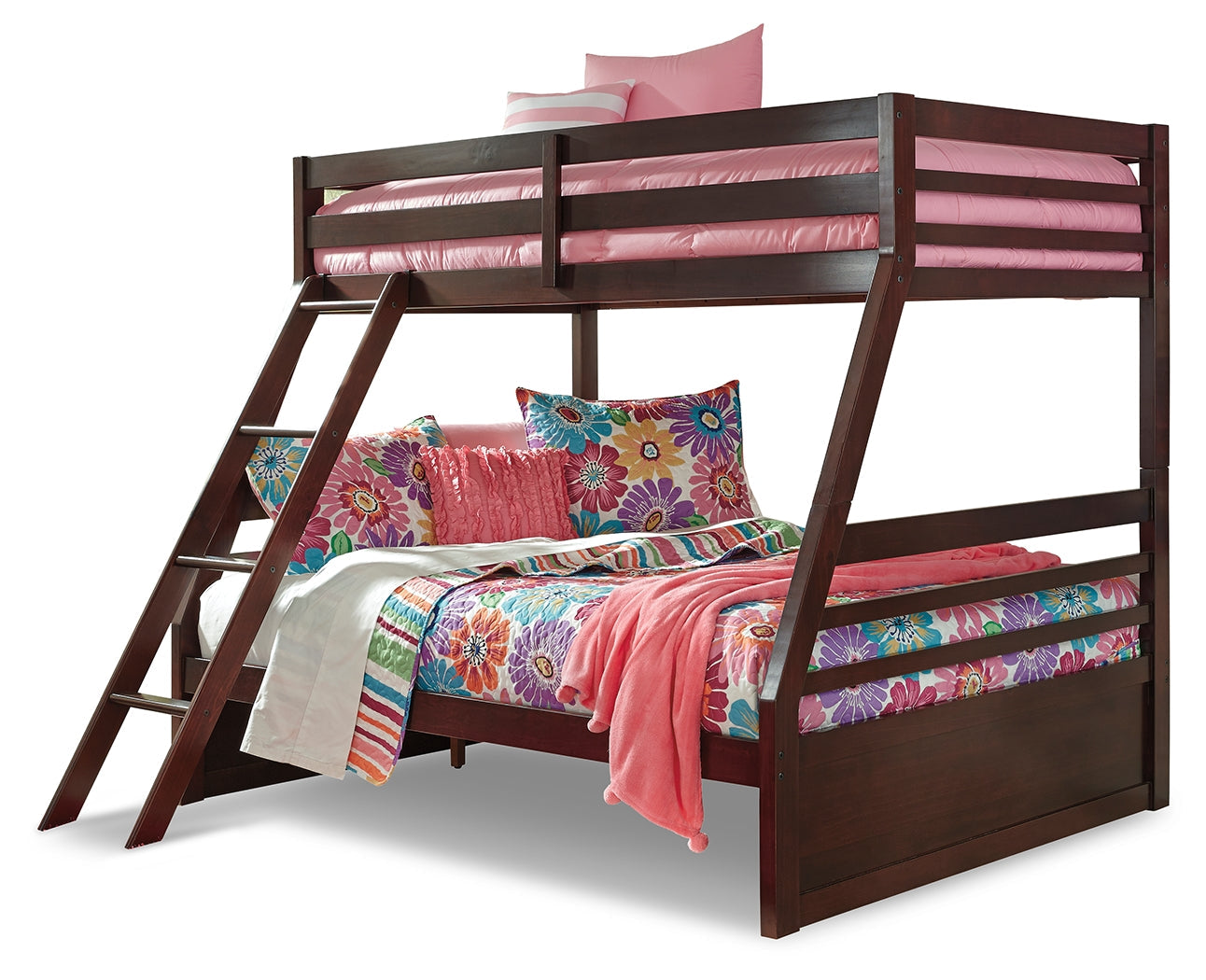 Halanton Brown Twin over Full Bunk Bedroom Set with Twin and Full Mattresses