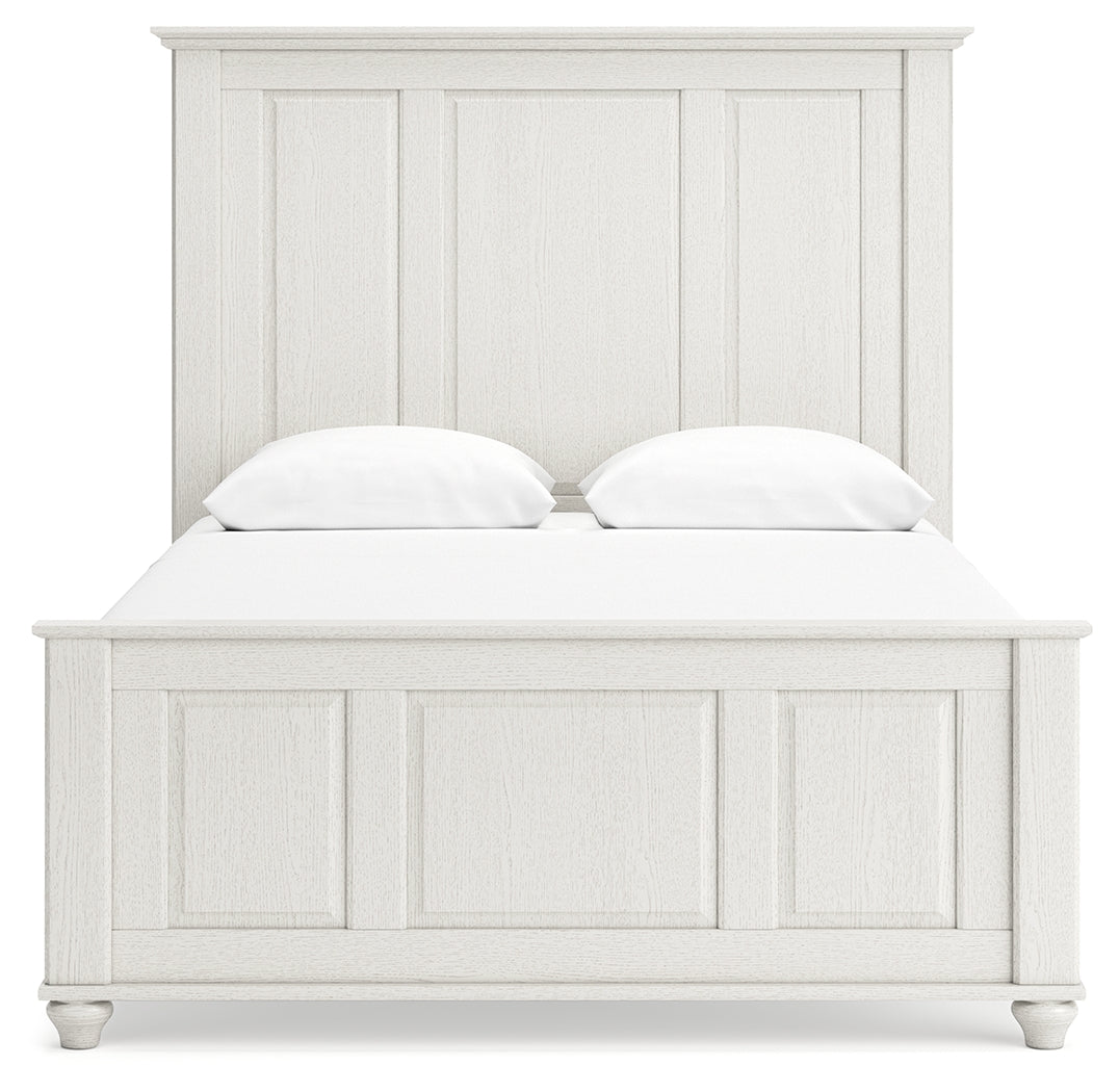 Grantoni White Queen Panel Bedroom Set with Dresser and Mirror