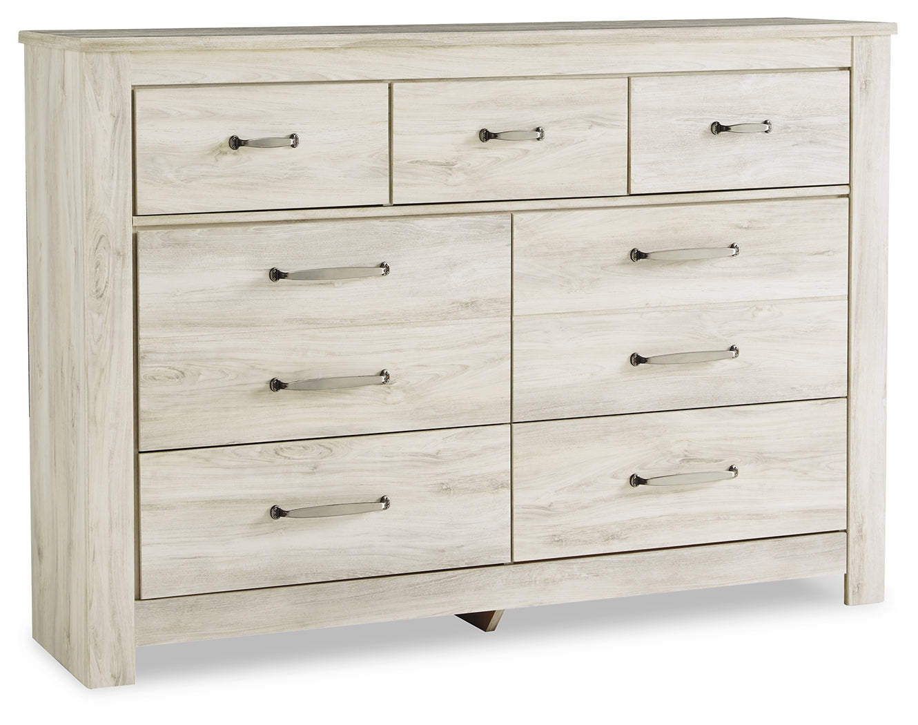 Bellaby Whitewash King Panel Storage Bedroom Set with Dresser, Mirror and Nightstand