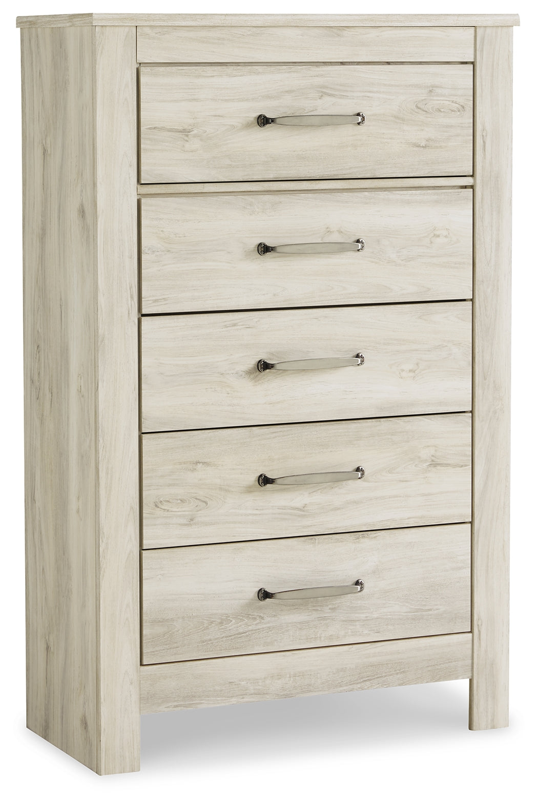 Bellaby Whitewash Queen Panel Bedroom Set with Dresser, Mirror, Chest and 2 Nightstands