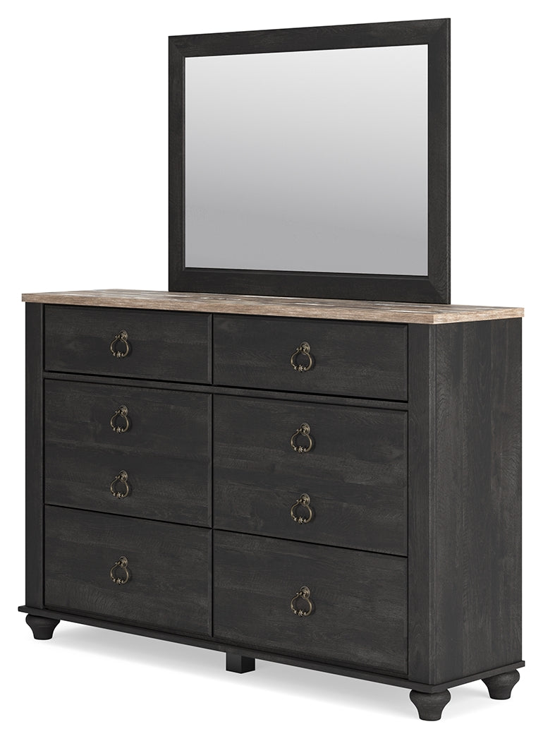 Nanforth Queen Panel Headboard, Dresser and Mirror