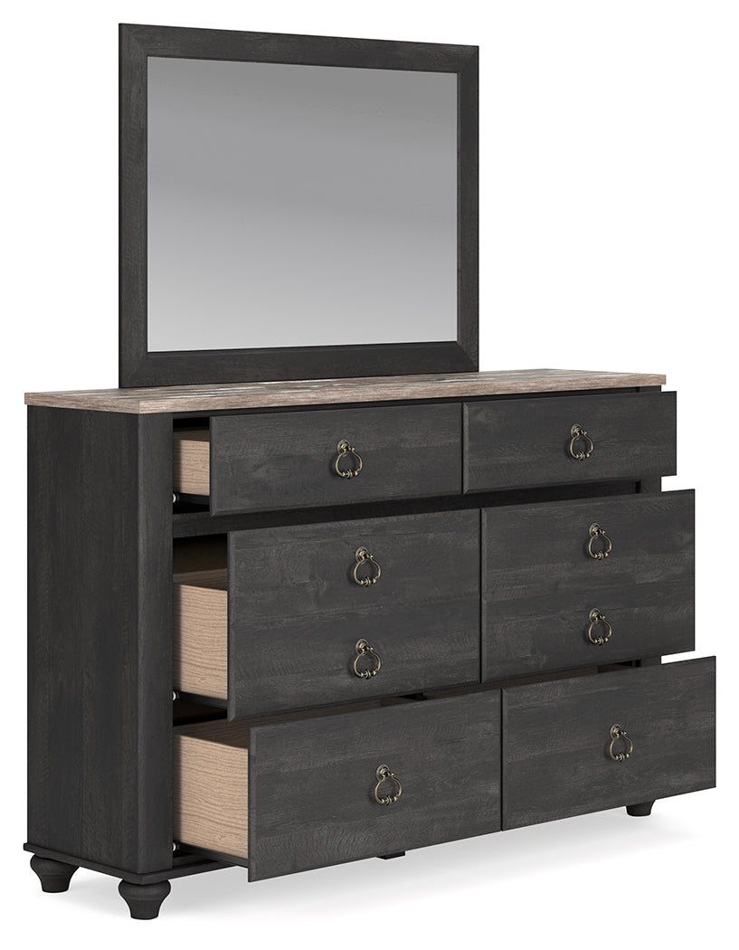 Nanforth Queen Panel Headboard, Dresser and Mirror