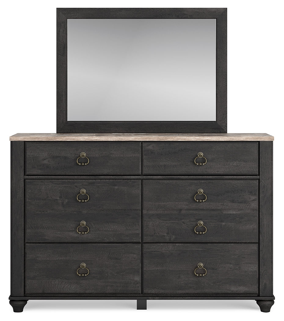 Nanforth Queen Panel Headboard, Dresser and Mirror