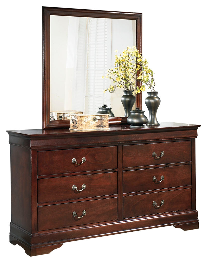 Alisdair Reddish Brown Queen Sleigh Bedroom Set with Dresser, Mirror, Chest and Nightstand