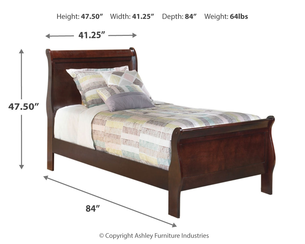 Alisdair Twin Sleigh Bedroom Set with Dresser and Mirror