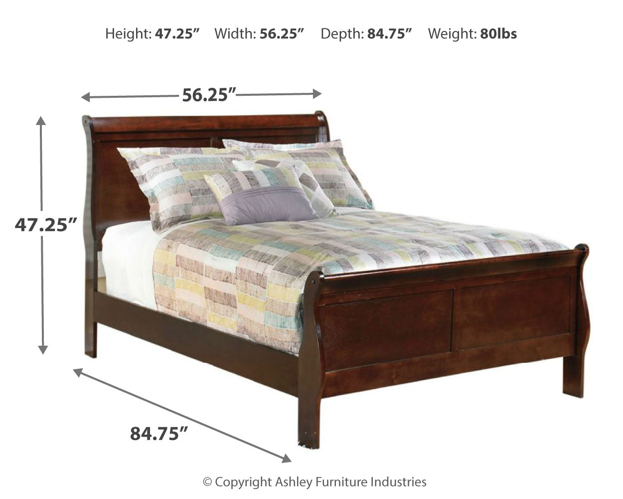 Alisdair Reddish Brown Full Sleigh Bedroom Set with Nightstand