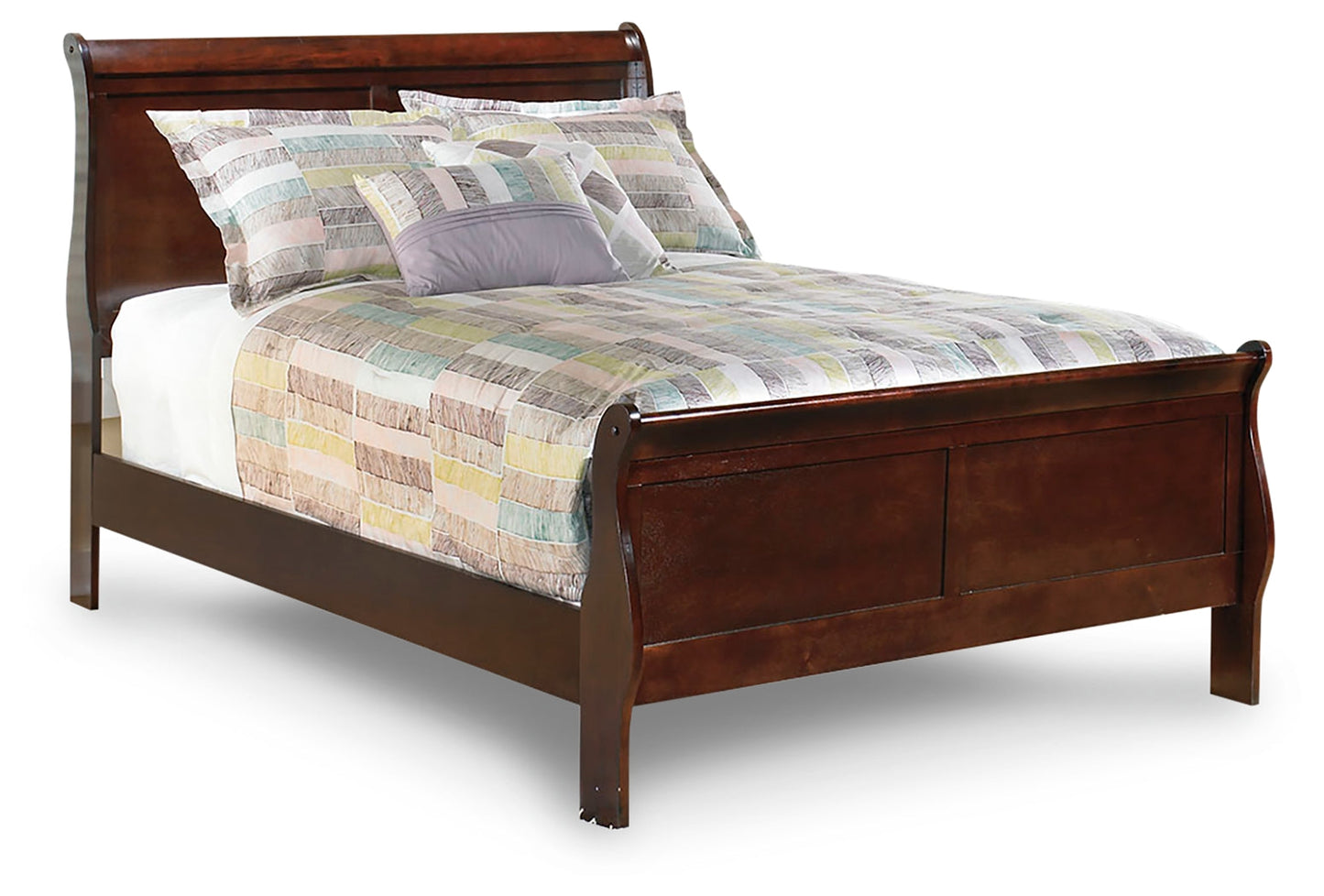 Alisdair Reddish Brown Full Sleigh Bedroom Set with Dresser, Mirror, Chest and Nightstand