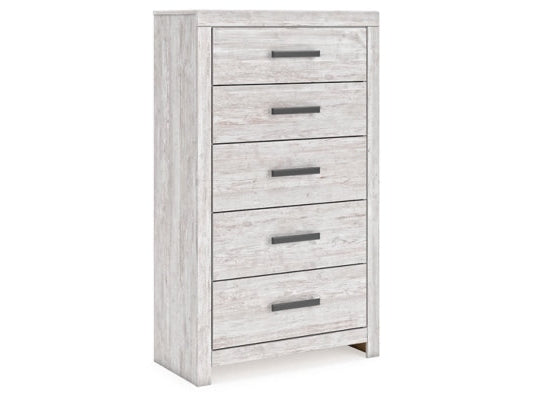 Cayboni Whitewash Five Drawer Chest - Ornate Home