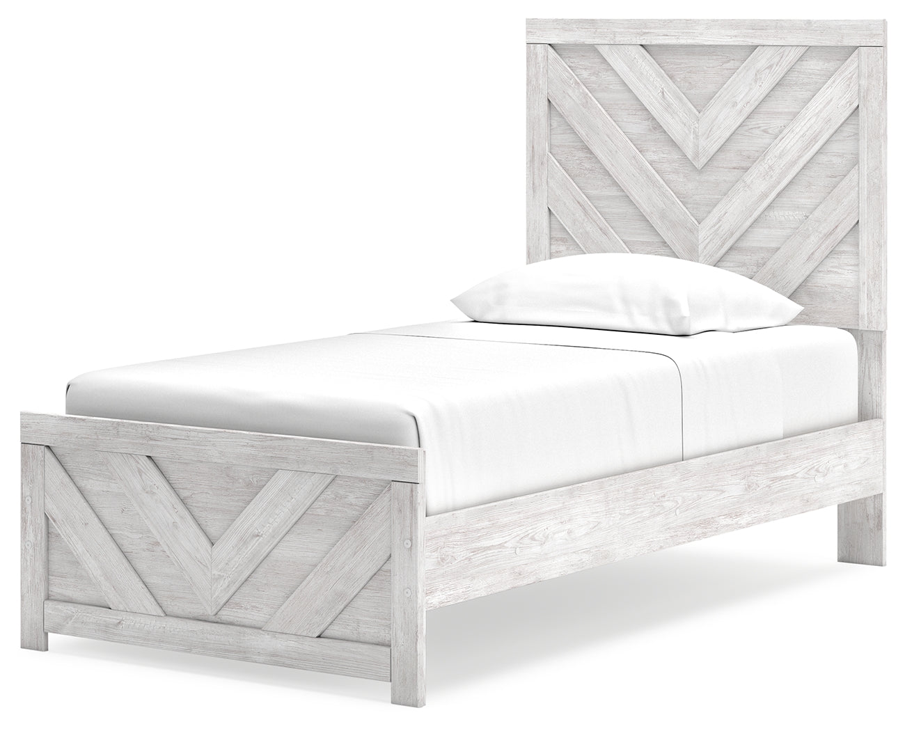 Cayboni Whitewash Twin Panel Bed