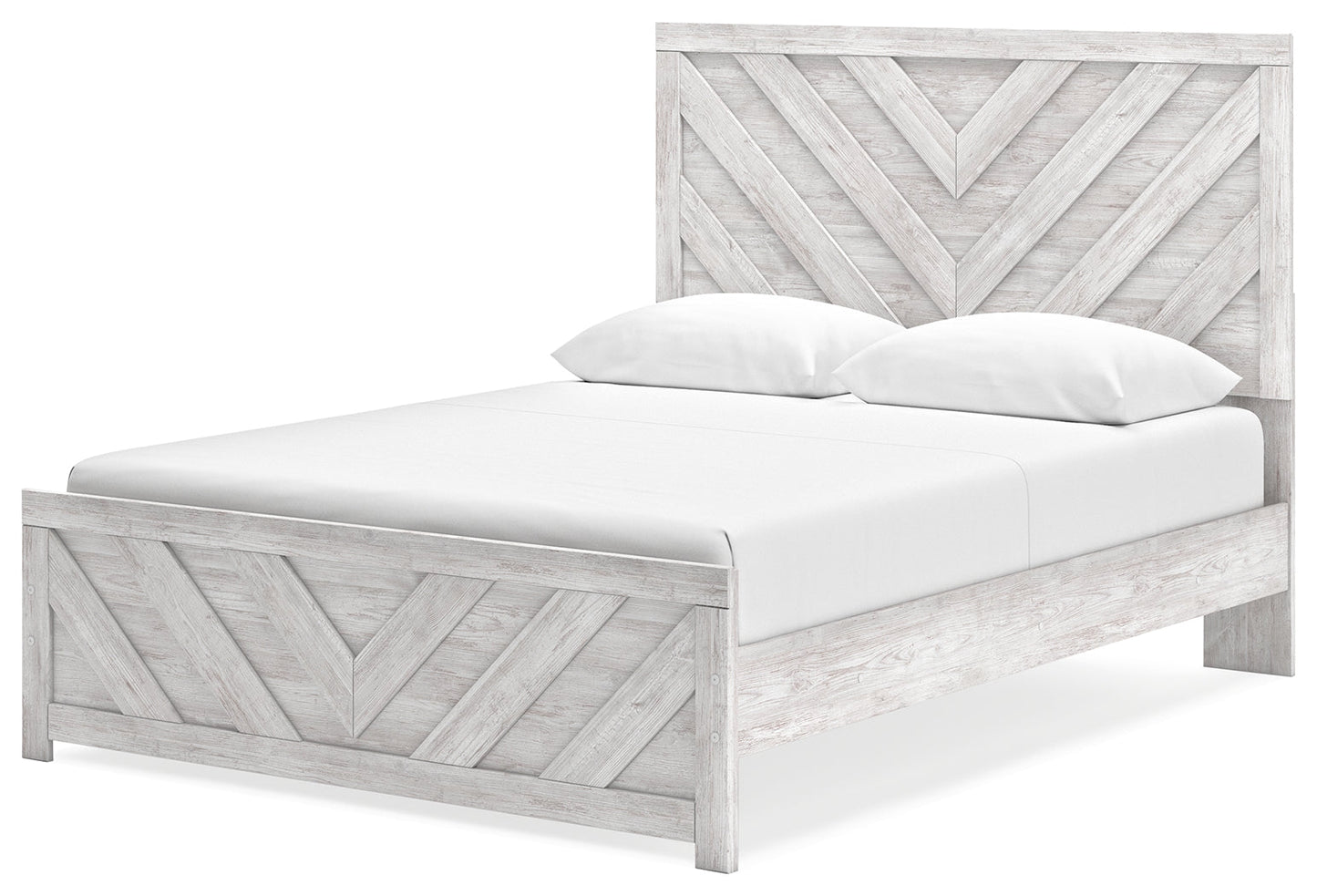 Cayboni Whitewash Queen Panel Bed