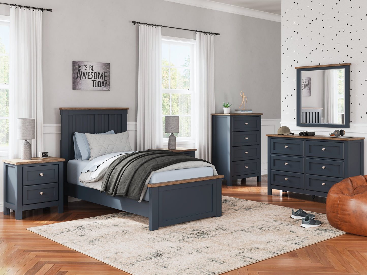 Landocken Twin Panel Bedroom Set with Dresser and Mirror